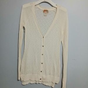Mudd Cream Lightweight Button-Front Cardigan